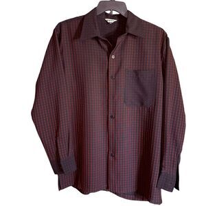 Vintage Maltos Black & Red Checkered Long Sleeve Button Up Disco Shirt M